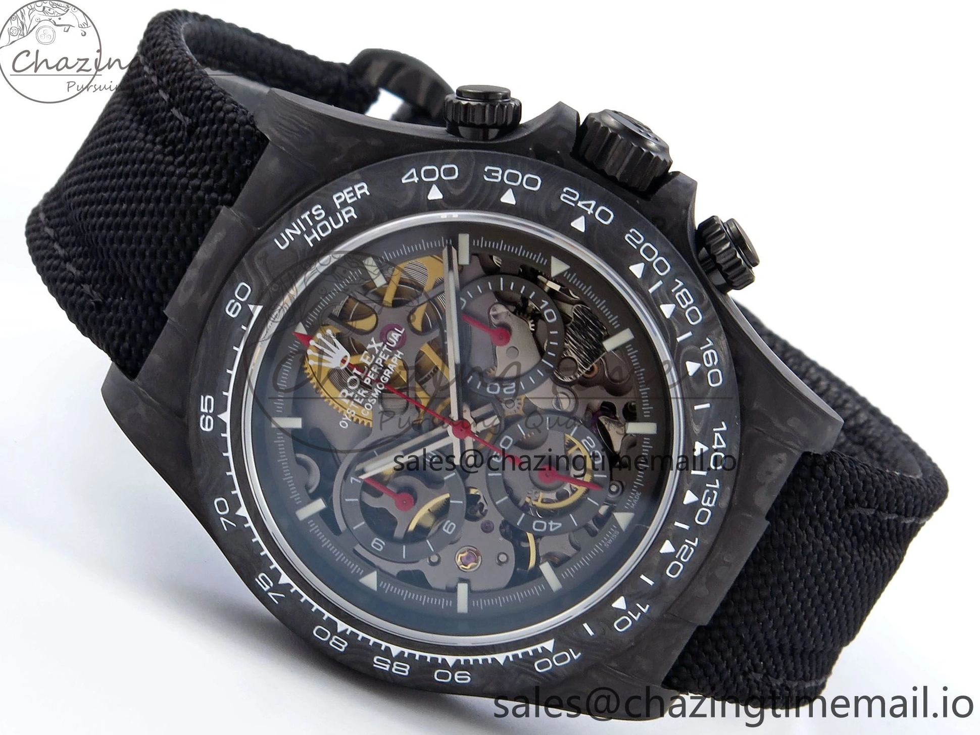 Best 40mm N6F Skeleton Black DD4801 Daytona Dial Gray Diw 1:1 Strap Edition Nylon 1126